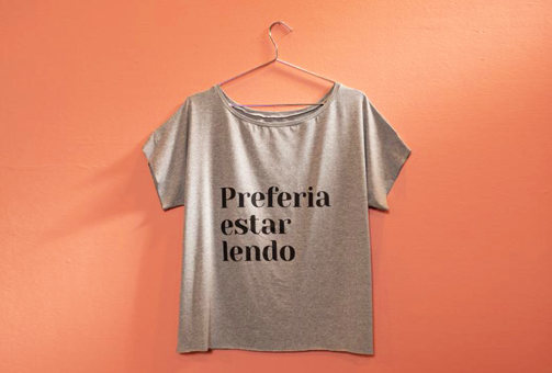 Blusinha Cinza Mescla Amora Preferia estar lendo