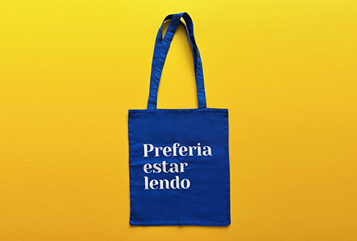 Sacola Azul Amora Preferia estar lendo